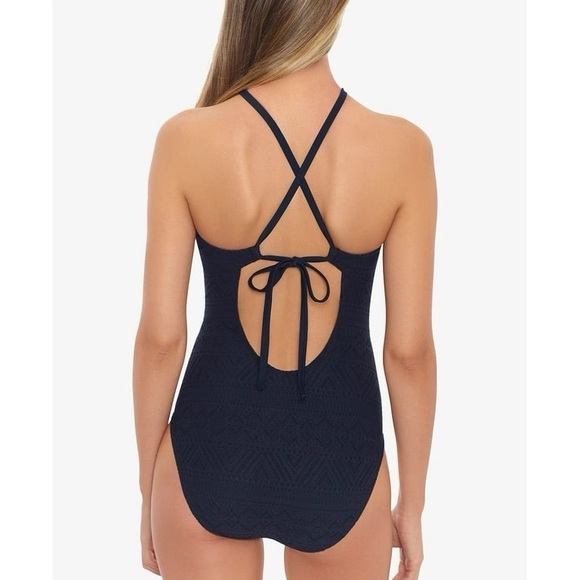 Salt & Cove Black Crochet One Piece Swimsuit Size Small - Picture 3 of 8